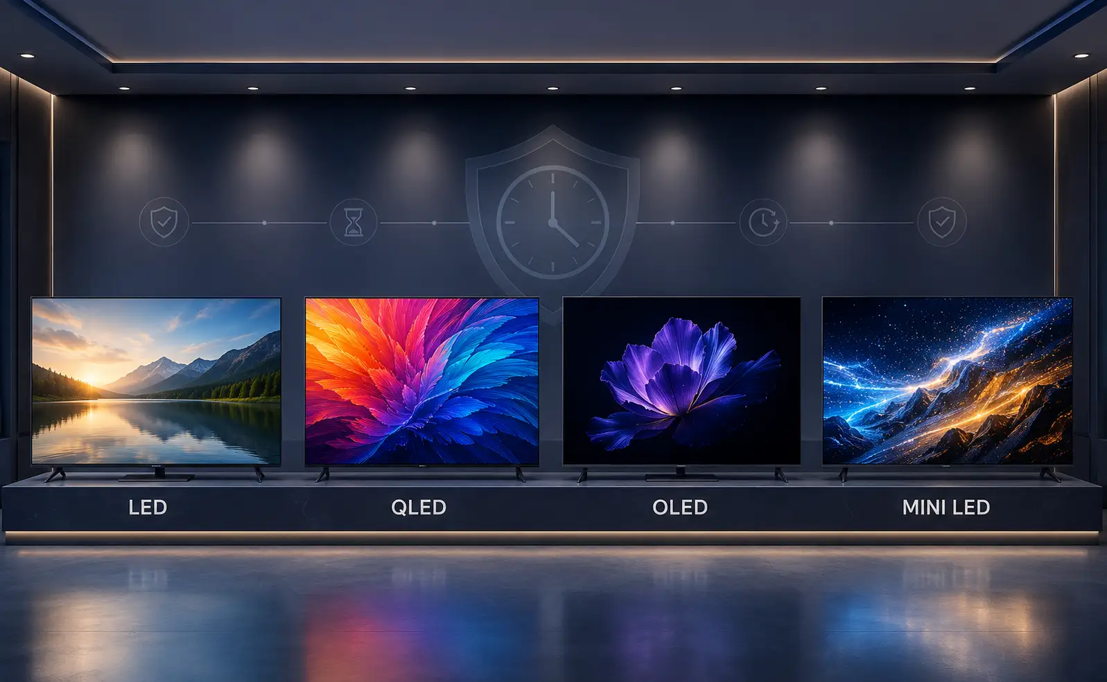 مقایسه طول عمر پنل تلویزیون LED QLED OLED Mini LED