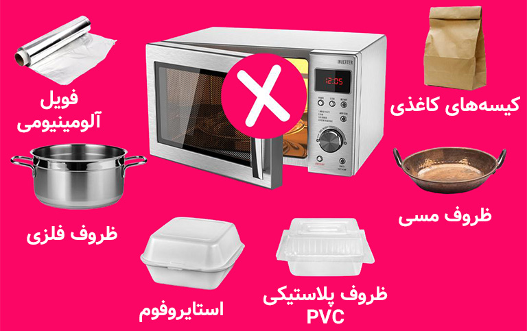 ظروف ممنوع برای استفاده در مایکروویو
