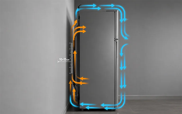 اهمیت فاصله استاندارد یخچال از دیوار پشت
