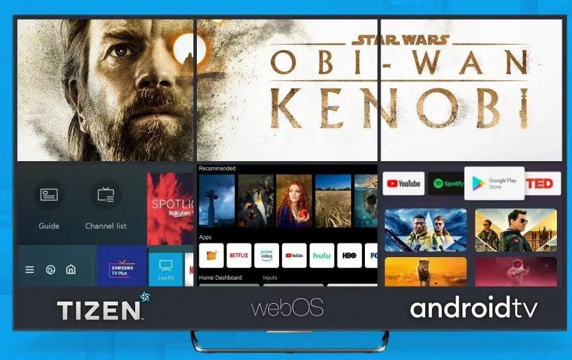 مقایسه رم تلویزیون اندروید و تایزن و webOS